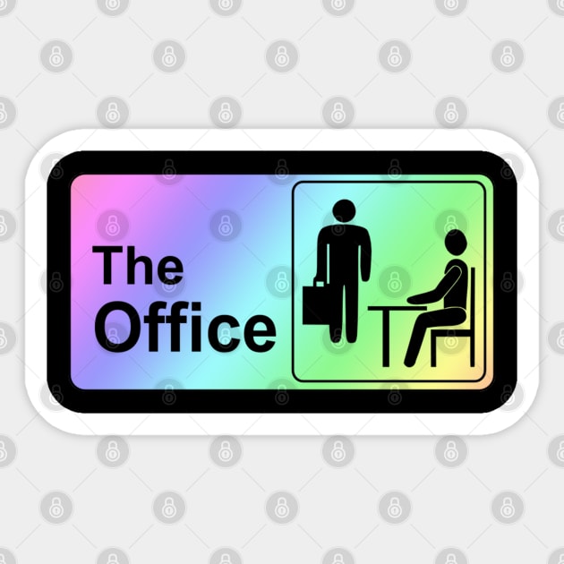 The Office Logo in Rainbow with blackbackground Sticker by sunnytvart